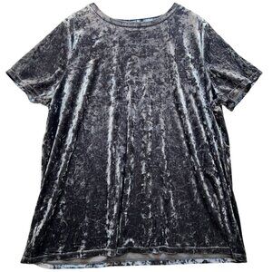 Torrid Women's Velvet Crew Neck T-Shirt Short Sleeve Stretch Size 3 Dark Gray